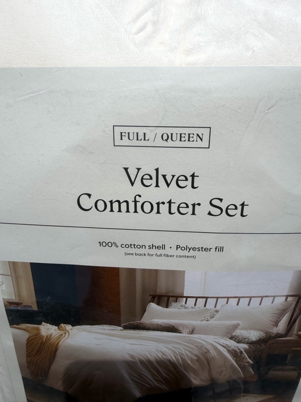 Threshold Velvet Comforter Set - Cream full / queen